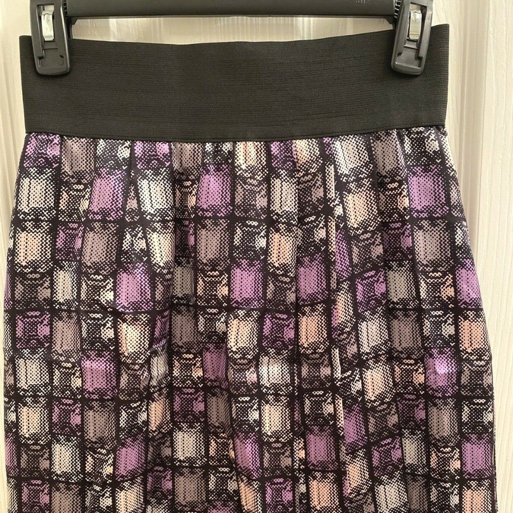 Alice & Trixie Silk Black Purple Geometric Print Wrap Mini Skirt Size XS NEW